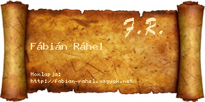 Fábián Ráhel névjegykártya